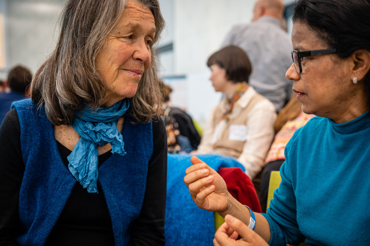 Participants in discussion at the symposium.